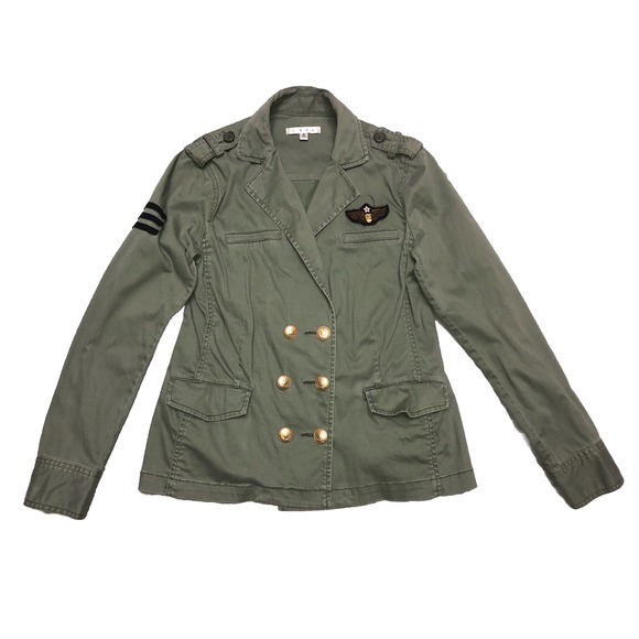 CAbi Military Jacket Blazer Women's S‎ Green Gold Buttons Double Breasted - Picture 3 of 11